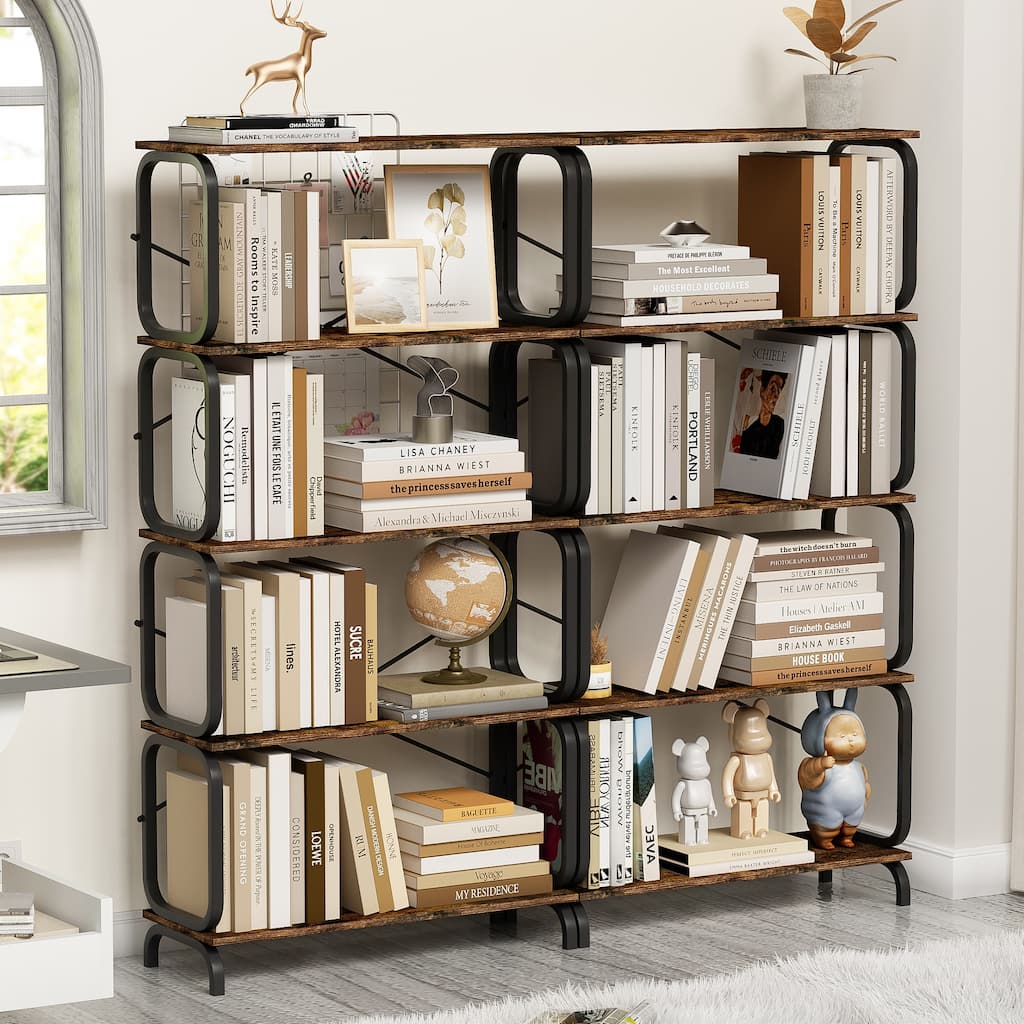 5-Tier Industrial Bookshelf - Rustic Brown