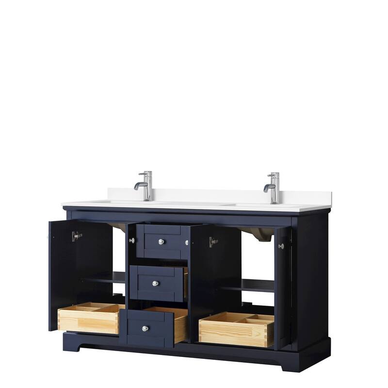 Avery 60 Inch Double Vanity, Cultured Marble Top