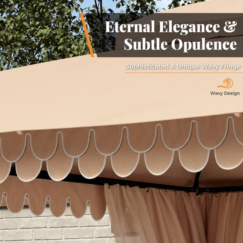10 x13 ft Patio Gazebo Heavy Duty Metal Frame Canopy Tent with Double Roof & Mosquito Netting