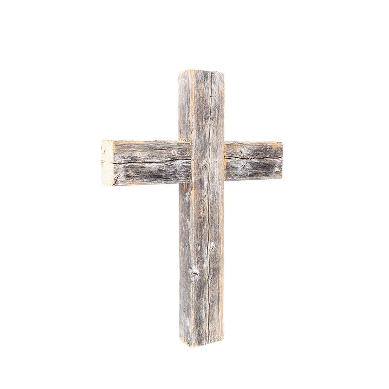 HomeRoots 16" X 11" Gray Wood Cross Hanging Dimensional Sculpture - 12" x 15" x 2"
