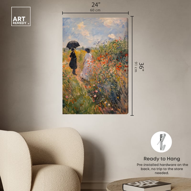 Art Remedy A Stroll Through The Flowers Gallery Wrapped Impressionism 1 Piece Canvas Wall Art