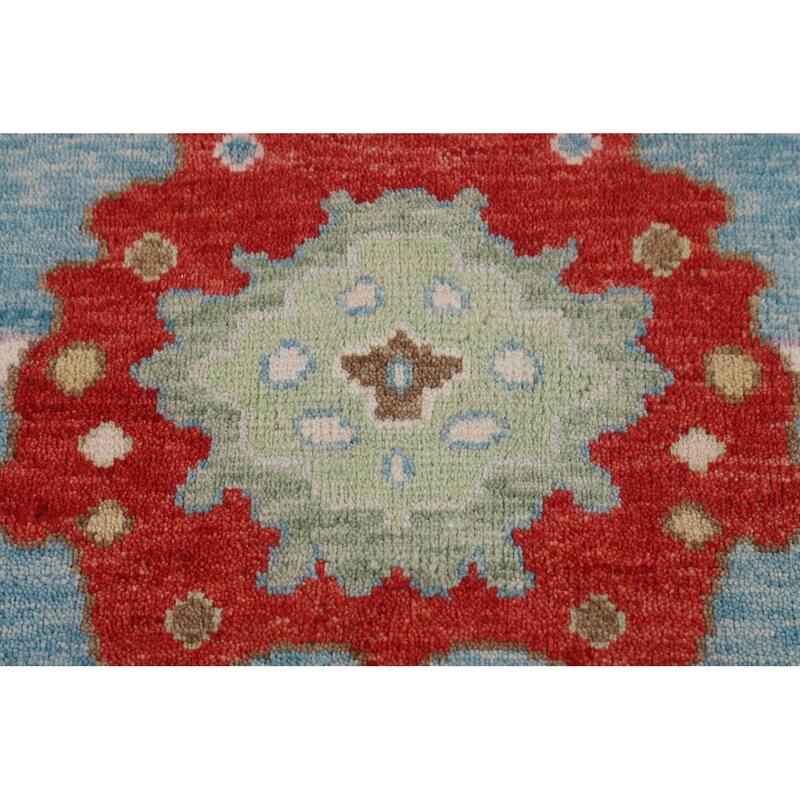 Light Blue & Ivory Floral Oushak Indian Rug Hand-Knotted Wool Carpet - 8'8"x 11'9"