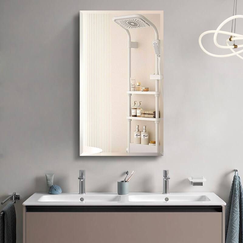 Bathroom Medicine Cabinet with Invisible Handle, Soft-Closing Hinge, Adjustable Glass Shelves