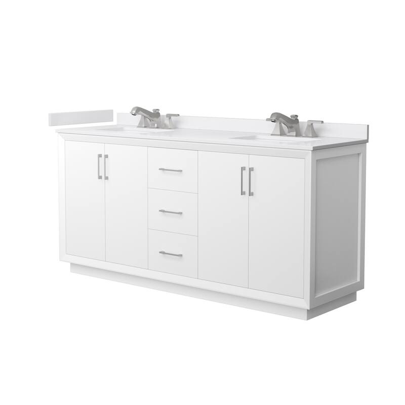 Wyndham Collection WCF4141-72D-VCA-US3MXX Strada 72" Free Standing - White / White Cultured Marble Top / Brushed Nickel