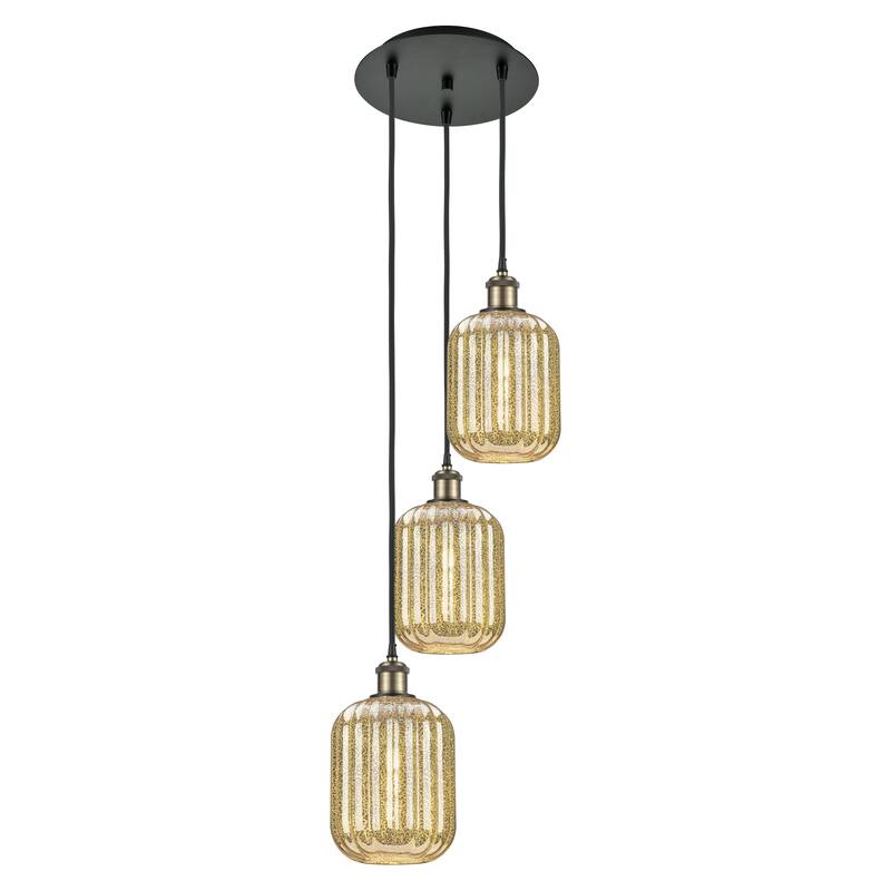 Innovations Lighting Endless Possibilities Ballston - Preston - 3 Light 13" Jar Shade Cord Hung Multi Pendant - Mercury/Black Antique Brass