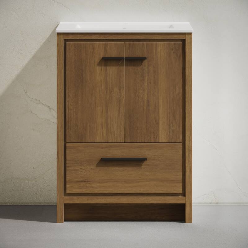 Virage 24" Freestanding Bathroom Vanity In Brown Oak With Sink Top - 24
