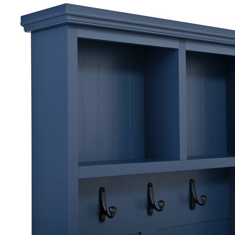 Farmhouse 4-in-1 Hall Tree with Bench, 2 Drawers & Coat Rack for Entryway