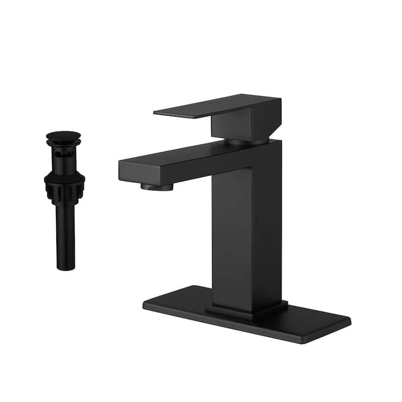 Single Hole Waterfall Bathroom Faucet with Pop-up Drain Brass 1 Handle Modern Bathroom Sink Basin Taps with Deck Plate