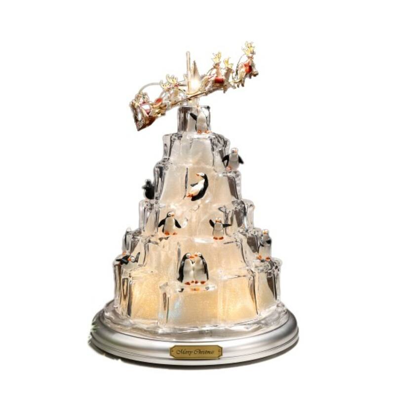Musical LED Santa Party Christmas Tabletop Decoration 13" Clear Gold