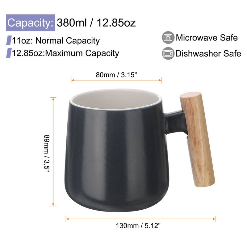 Ceramic Coffee Mug Set 12.85 Oz Handmade Ceramic Mugs Gift Box - Black