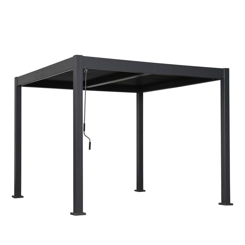 Scott Living Modern Outdoor Aluminum Pergola with Adjustable Louver Roof in Black