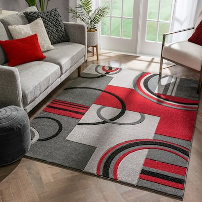 Well Woven Modern Geometric Arcs Shapes Area Rug - 3'11" x 5'3"