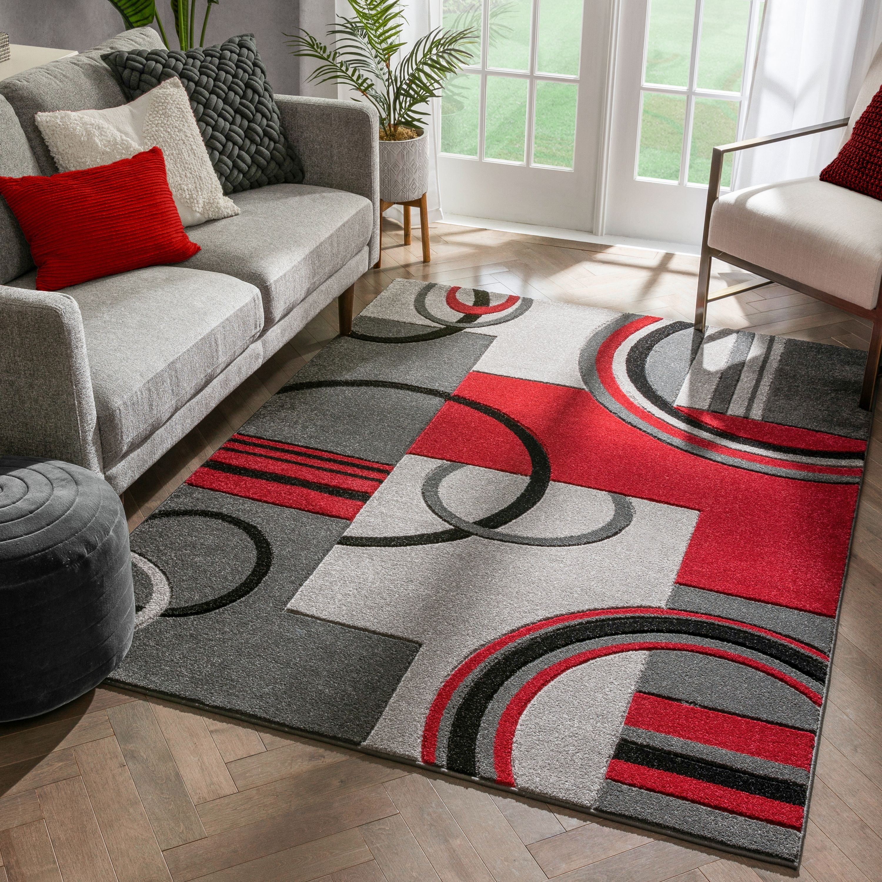 Well Woven Modern Geometric Arcs Shapes Area Rug - 3'11" x 5'3"