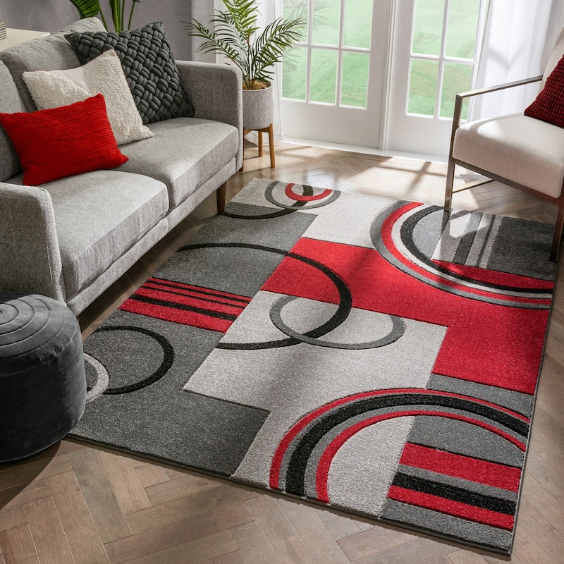 Well Woven Ruby Galaxy Waves Modern Geometric Area Rug