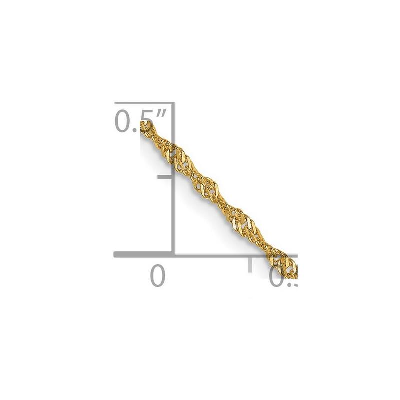 Curata 14k Yellow Gold 1.3mm Singapore With Lock Chain Bracelet