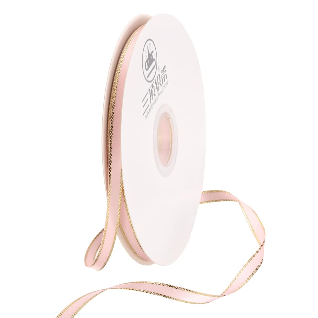 50 Yards Satin Ribbon Polyester with Gold Edge for Gift Decoration, 1 Roll
