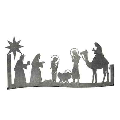 Transpac Metal 21.25 in. Grey Christmas Die Cut Nativity Scene