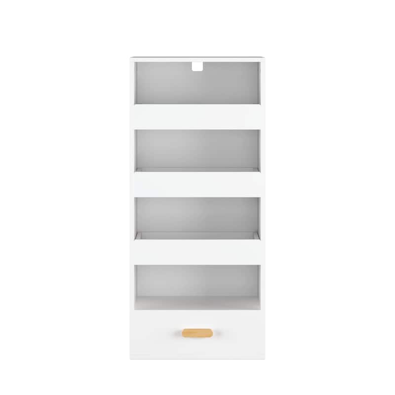 4-Tier Freestanding Bookshelf with 3 Sliding Drawers & 1 Bottom Storage Compartment – Versatile Organizer for Home or Office‌