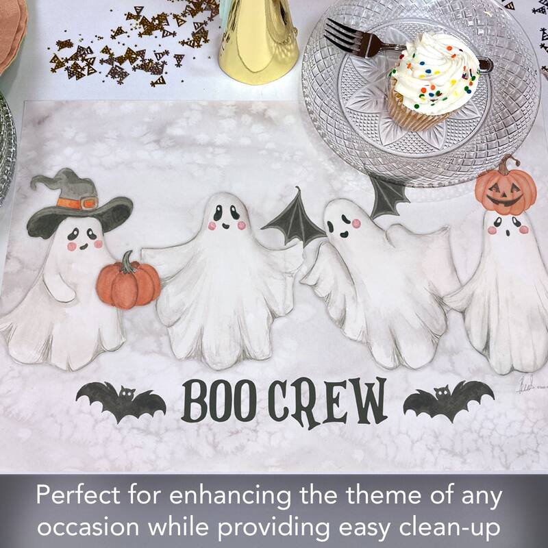 Boo Crew 24 Sheet Reusable Premium Paper Stock Placemats in Resealable Storage Bag Made in The USA 17" x 11"