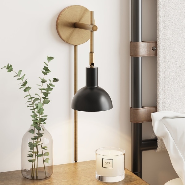Nathan James Tamlin Wall Mounted Armed Sconce 1 Light Fixture with Plugin and On Off Switch On Sale Bed Bath Beyond 36702791