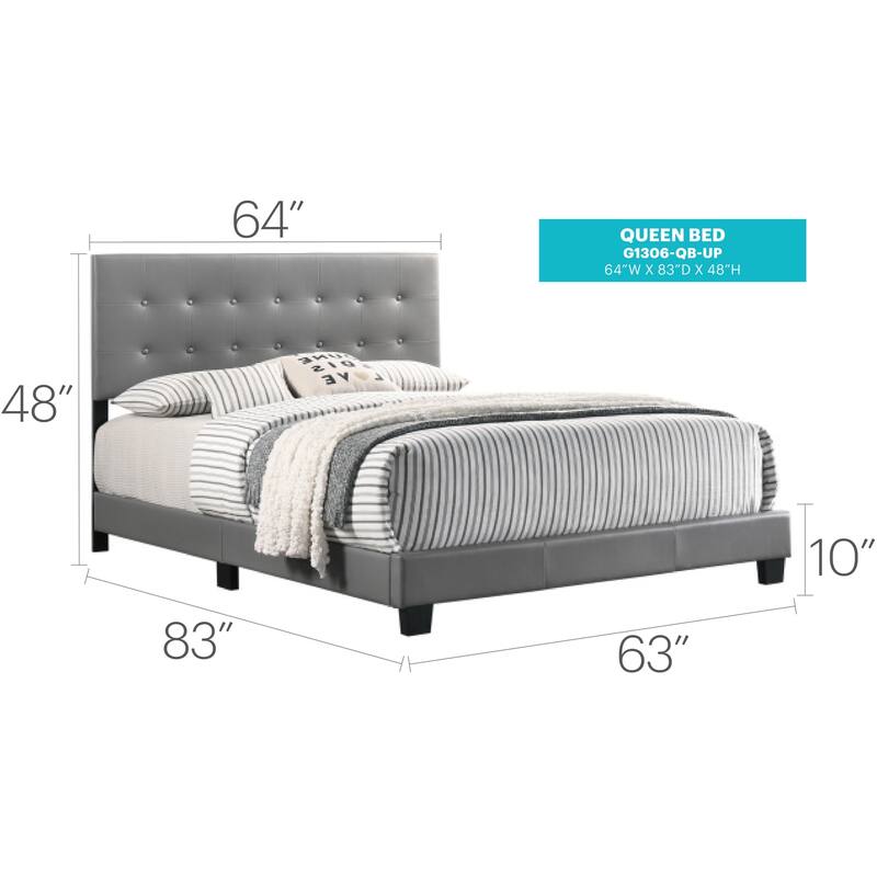 Coastal Charm Grey Bed Frame - Tufted Headboard & Footboard - Modern Bedroom Bed