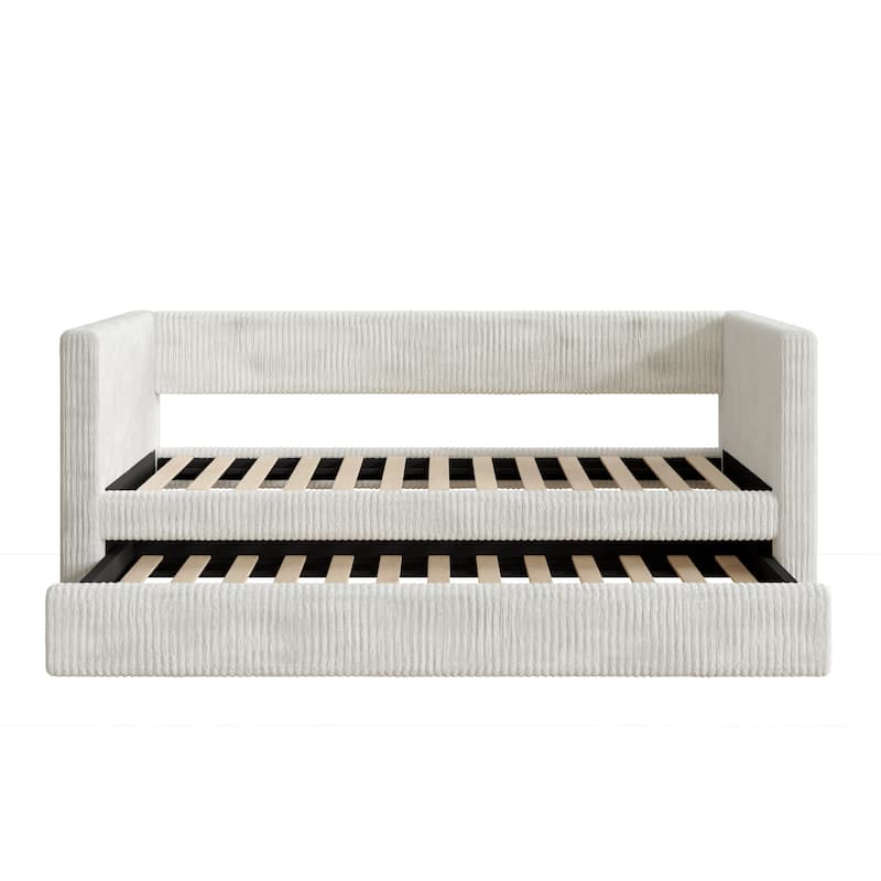 Corvus Somme Corduroy Upholstered Daybed with Trundle