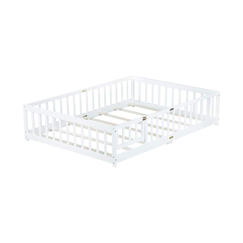 Full Size Floor Bed with Fence and Door