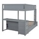 preview thumbnail 10 of 18, Full-Over-Full Bunk Bed with Twin size Trundle, Storage and Desk,with 2 USB and 2 three-holes Plugs