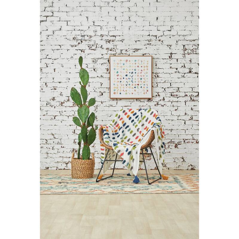 50" x 60" Vaughan Polka Dot Tassels Premium Cotton Accent Throw Blanket