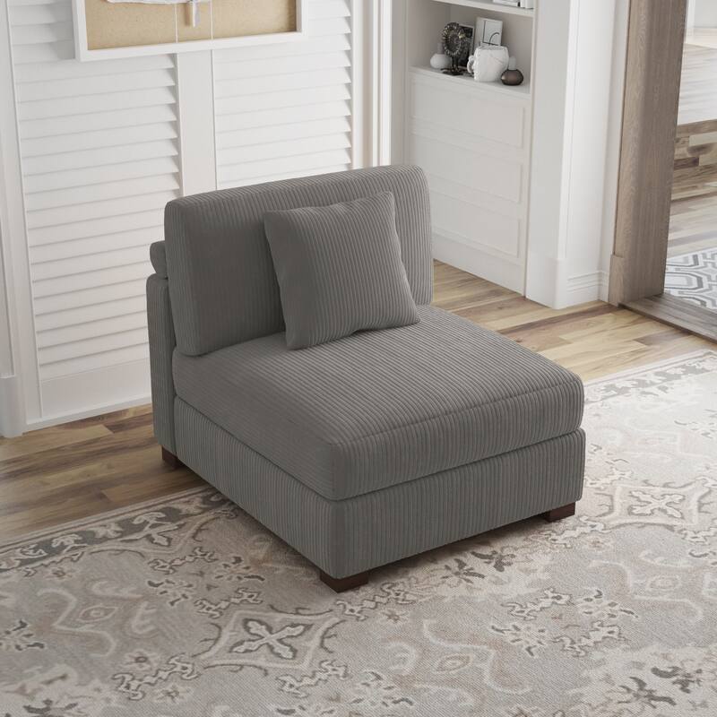 Corduroy Couch Modular Sectional Sofa with Pillows