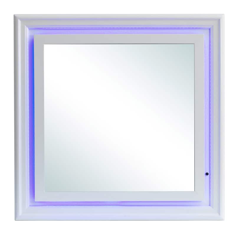 LED Lighted Wooden Square Framed Dresser Mirror - 38" - White