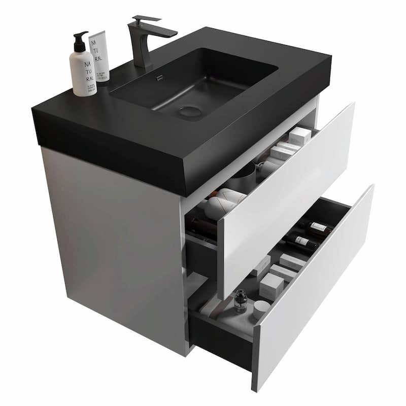 36"/30"/24" Floating Bathroom Vanity with Sink, Wall-Mounted Storage Cabinet
