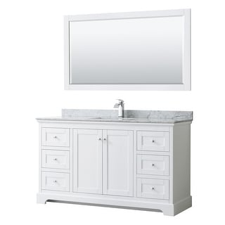 Avery 60-inch Single Vanity, Marble Top, Square Sink, 58-inch Mirror