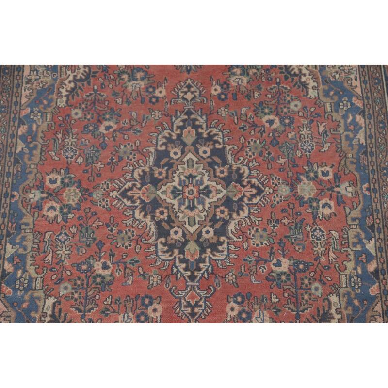 Hamedan Persian Vintage Rug Handmade Wool Carpet - 7'2"x 10'2"