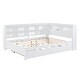 preview thumbnail 5 of 7, Full Size DayBed Kids Bed with Trundle and Shelf and USB Charging,White