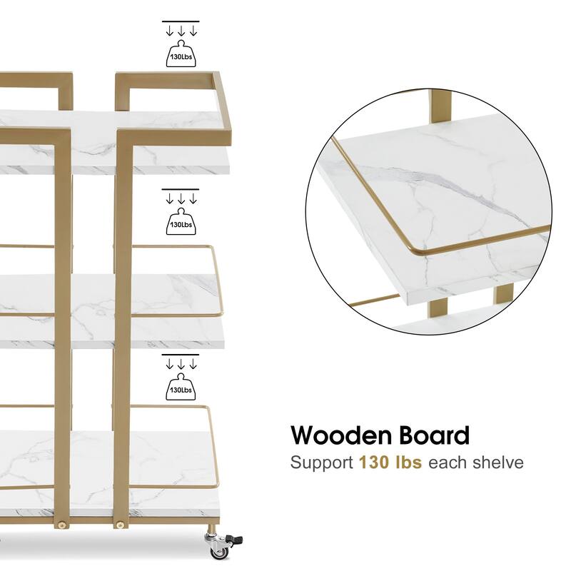 Modern Metal Storage 3-Tier Rolling Kitchen Utility Cart - 16.9" ( L ) x 13.0" ( W ) x 29.5" ( H )