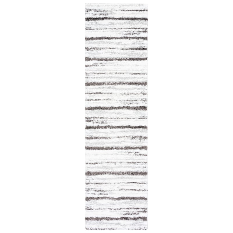 SAFAVIEH Berber Shag Imari Rug - 2'3" x 8' Runner - Light Grey/Dark Grey