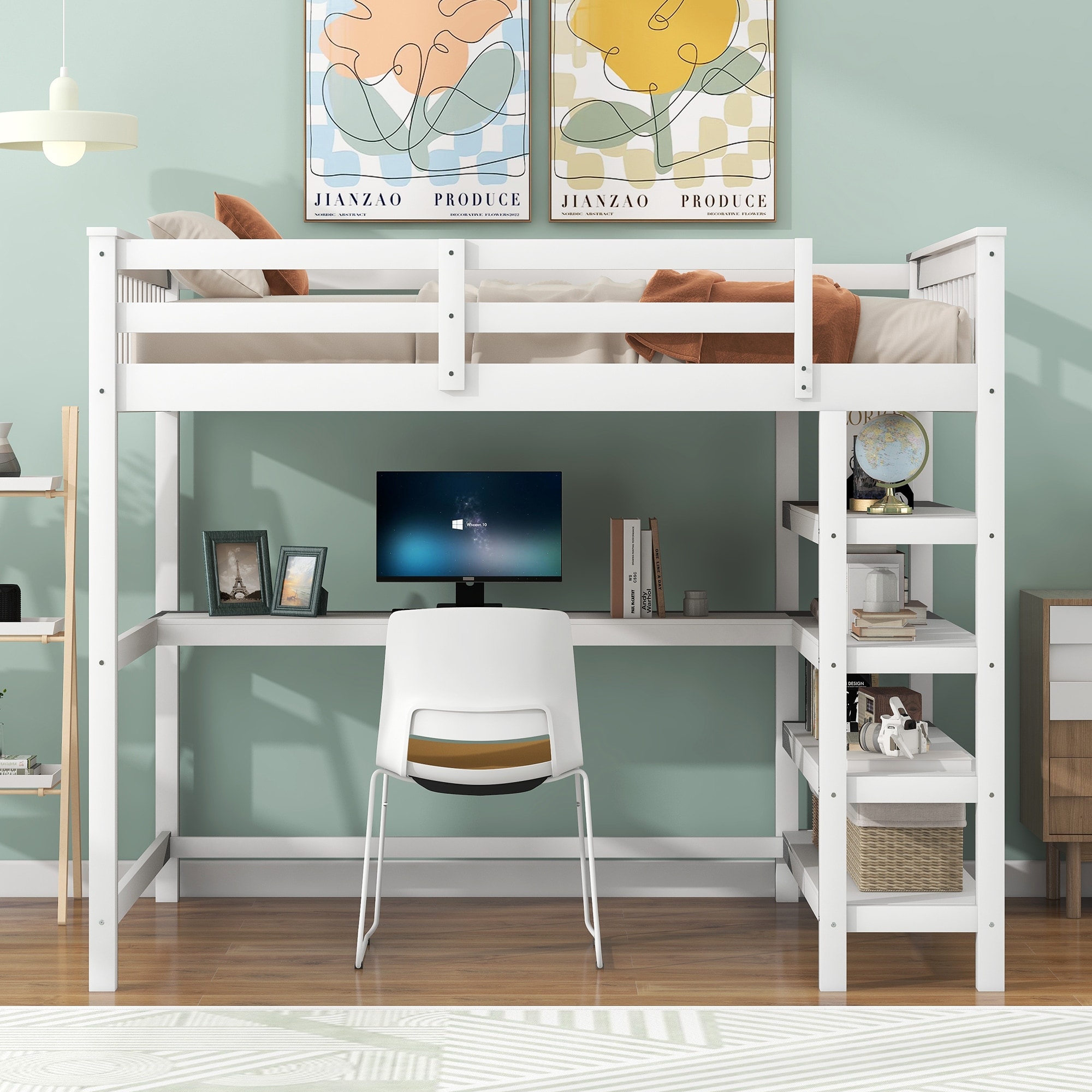 Dorel living harlan twin wood loft bed with desk sale
