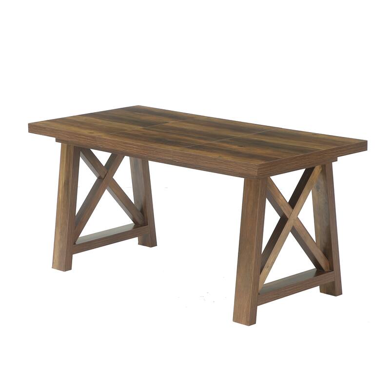 63 Inch Large Home Office Desk Computer Desk with X-Shaped Legs - Brown