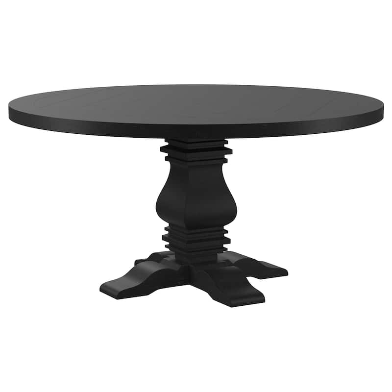 Florence Round 60-inch Pedestal Base Dining Table - Distressed Black
