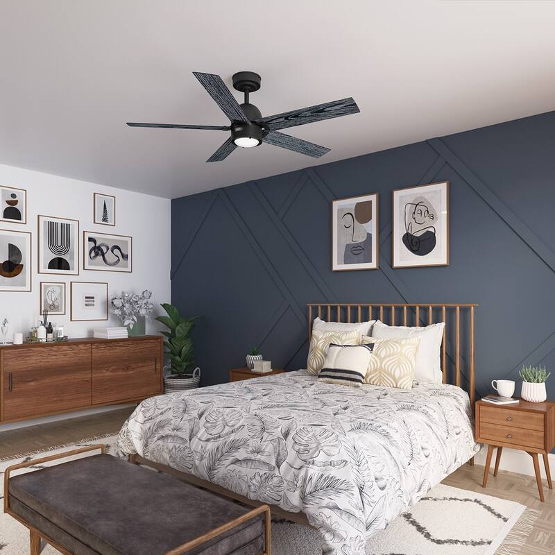 Hunter 52" Erling ENERGY STAR Ceiling Fan with LED Light Kit and Handheld Remote - Contemporary, Transitional, Modern Farmhouse