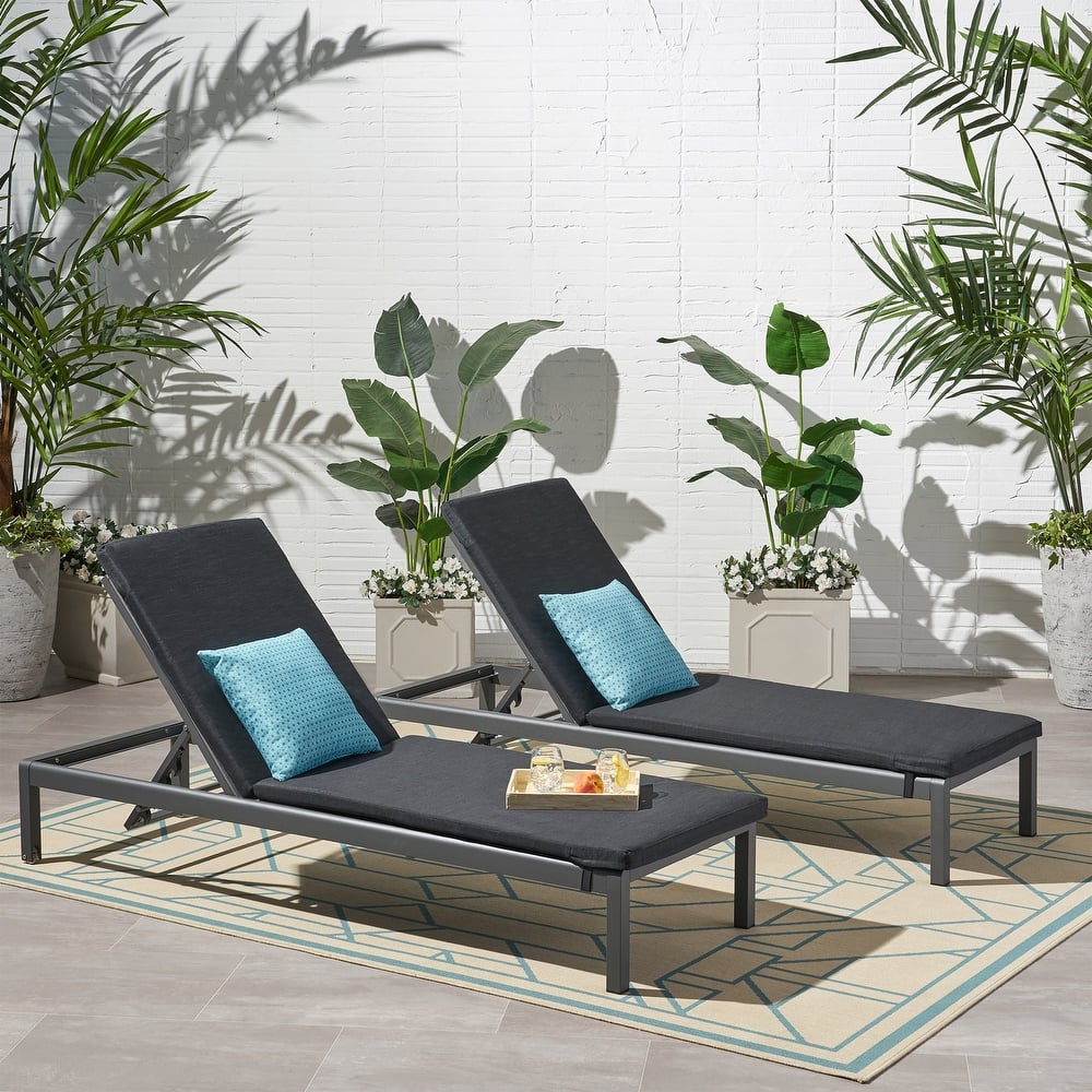 Cape Coral Outdoor Chaise Lounge with Cushion (Set of 2) by Christopher Knight Home