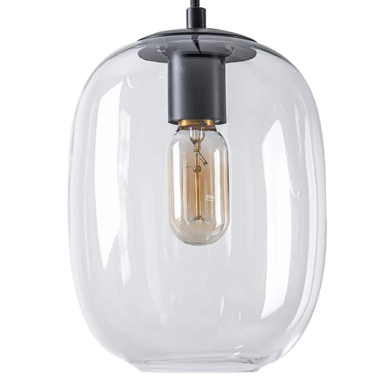 8-Light Gold / Black Linear Chandelier Modern Pendant Light with Clear Glass