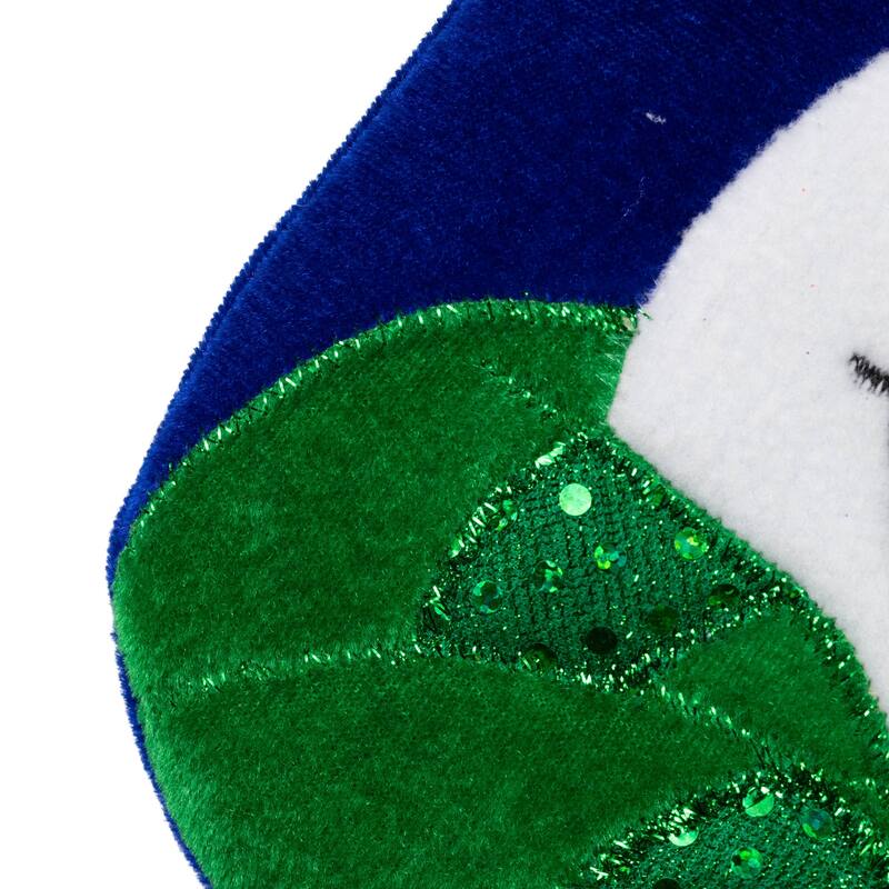 20" Dark Blue Embroidered Velveteen Snowman Stocking White Cuff