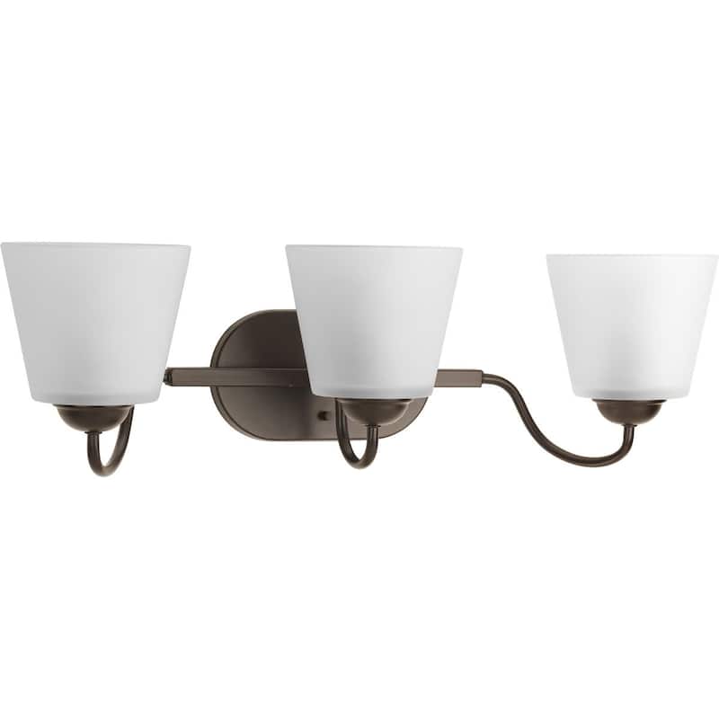 Arden Collection 3-Light Antique Bronze Etched Glass Farmhouse Bath Vanity Light