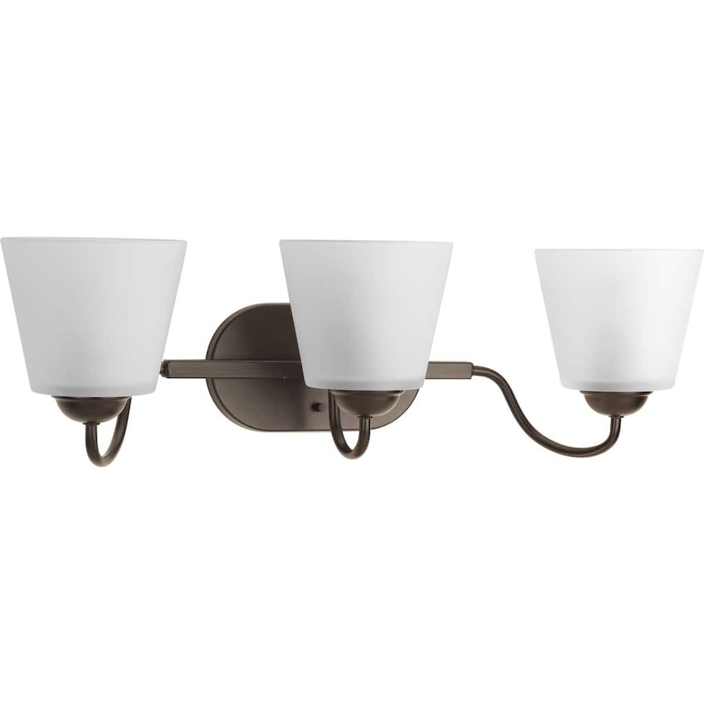 Arden Collection 3-Light Antique Bronze Etched Glass Farmhouse Bath Vanity Light
