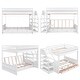 preview thumbnail 4 of 7, Full Size Convertible Bunk Bed with Storage Staircase, Wood Bed with Bedside Table, Double Beds with 3 Drawers, White