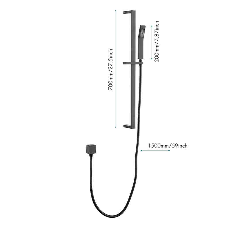 Handheld Shower with 28-Inch Slide Bar and 59-Inch Hose