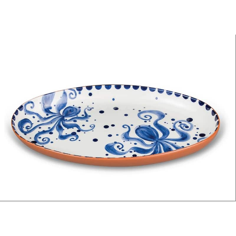 Euro Ceramica Octopus 19'' Oversized Oval Serving Platter