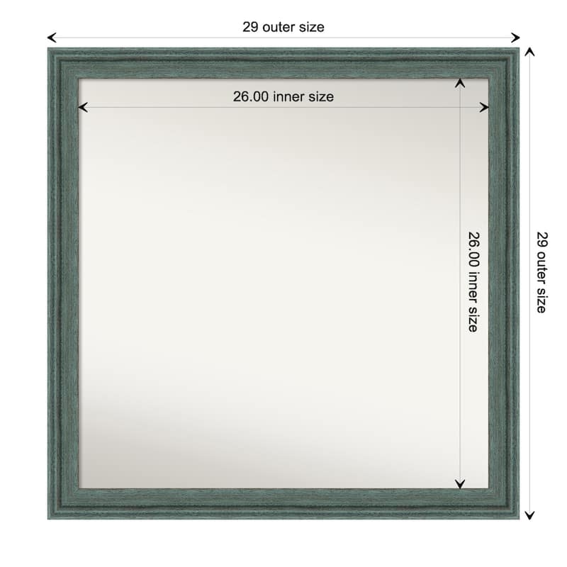 Upcycled Non-Beveled Wood Framed Wall Mirror - Upcycled Teal Grey - Glass Size 26x26